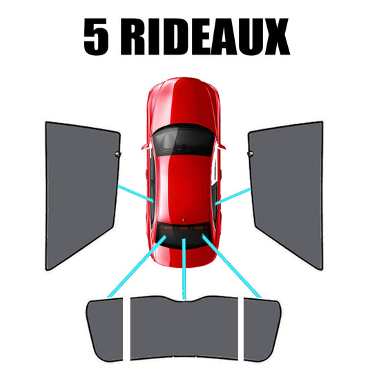 Rideaux pare-soleil sur mesure Peugeot 308 5 portes (2008-2013) - Kit rideaux arrière complet 5 pièces