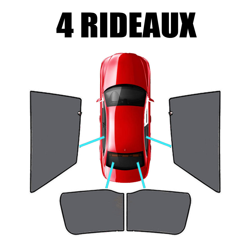 Rideaux pare-soleil sur mesure Honda Civic 4 portes (2006-2012) - Kit rideaux arrière complet 4 pièces